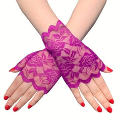 Lace Fingerless Gloves Bridal Wedding Floral Women Dress Accessories