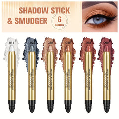 6 Color Pearly Earth Tone Eyeshadow Stick Double Headed Pen