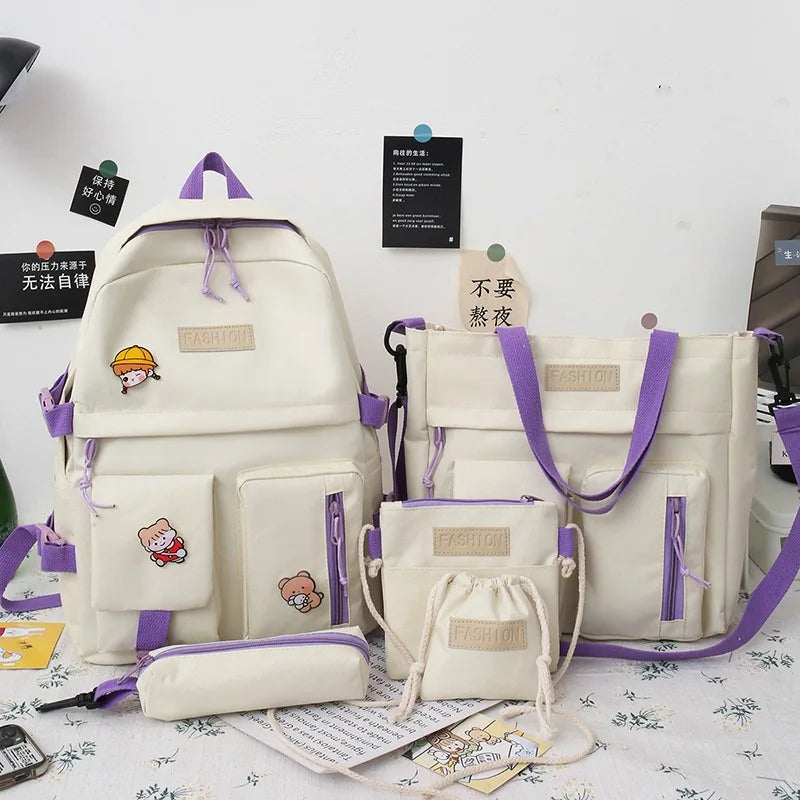 Waterproof Canvas Backpack School Bags for Teenage Girl Boy Ladies Shoulder Bag