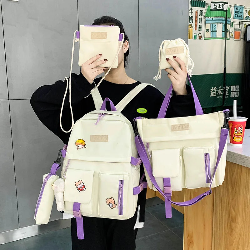 Waterproof Canvas Backpack School Bags for Teenage Girl Boy Ladies Shoulder Bag