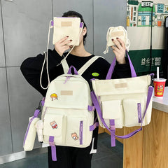 Waterproof Canvas Backpack School Bags for Teenage Girl Boy Ladies Shoulder Bag