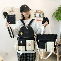 Waterproof Canvas Backpack School Bags for Teenage Girl Boy Ladies Shoulder Bag