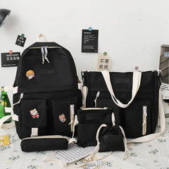 Waterproof Canvas Backpack School Bags for Teenage Girl Boy Ladies Shoulder Bag