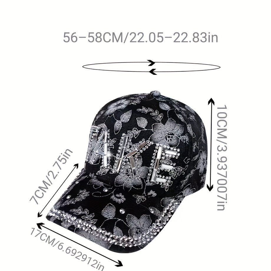 Y2K Rhinestone Flower Baseball Cap Mesh Sports Hat