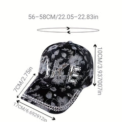 Y2K Rhinestone Flower Baseball Cap Mesh Sports Hat