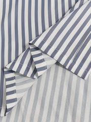  Stripe Print Button Up Lantern Sleeve Blouse
