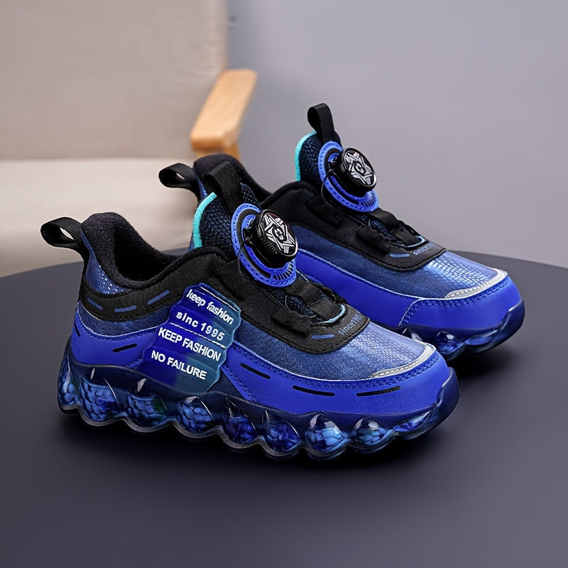 Boy's Basketball Shoes w/ Rotating Buckle Comfy Non Slip Sneakers