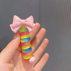 Gradient Phone Cord Hair Tie Fresh Flower & Butterfly Decor
