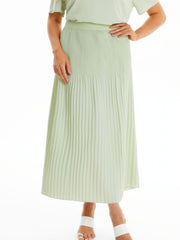  Lace Short Sleeve Tops & Pleated Maxi Skirt Set 2pcs Outfit