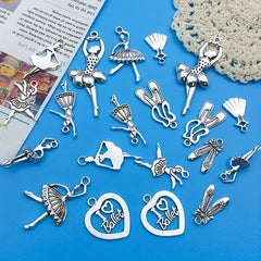20pcs Antique Silvery Ballerina Girl Pendants For DIY Jewelry Making