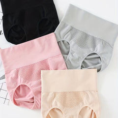 4pcs Mesh Tummy Control Briefs High Waist Intimates Panties