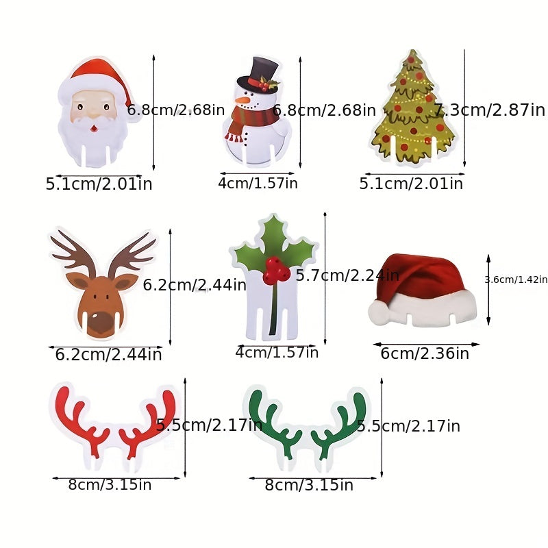 10pcs Christmas Cup Card Santa Hat Wine Glass Decor Ornaments Navidad Noel Year