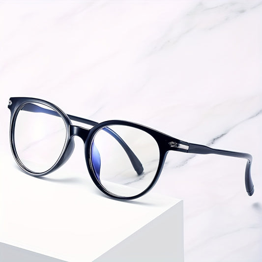 Round Frame Clear Lens Glasses Rivet Decor Eyewear