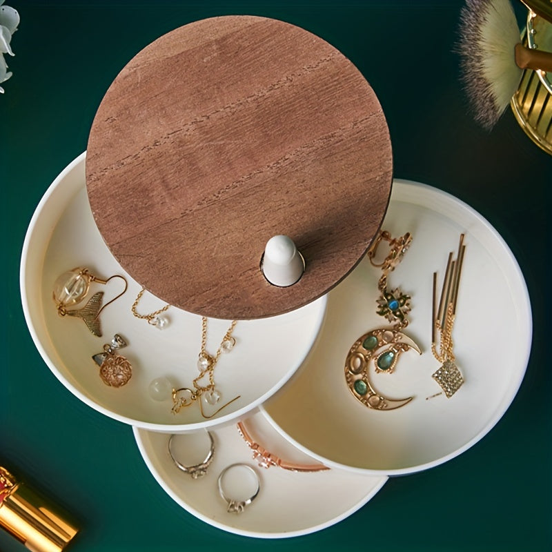 360 Degree Rotating Jewelry Storage Box for Earrings Rings and Small Items