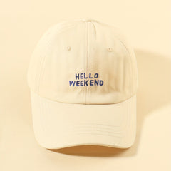 Weekend Embroidery Baseball Cap Beige Cotton Dad Hat