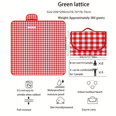 Portable PVC Picnic Mat Modern Plaid Pattern Waterproof Camping Beach Mat