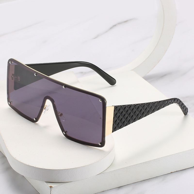 Large Square Gradient Sunglasses UV400 Rivet Beach Shades