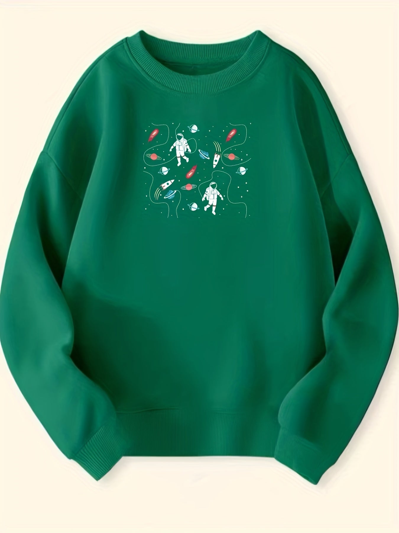 Girls Futuristic Astronauts Sweatshirt Crew Neck Top