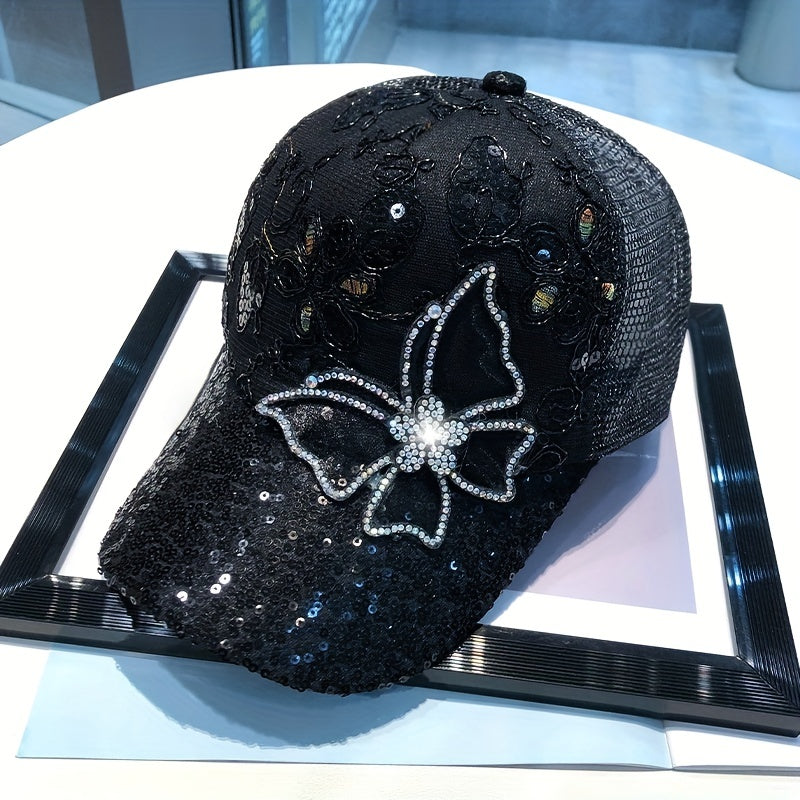 Sequined Butterfly Baseball Cap Sun Hat