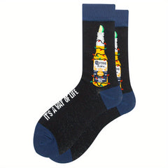 Men's Patterned Crew Socks for Outdoor Wear
