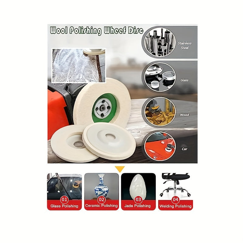 5pcs Wool Felt Polishing Wheel Disc Kit for 100 Angle Grinder