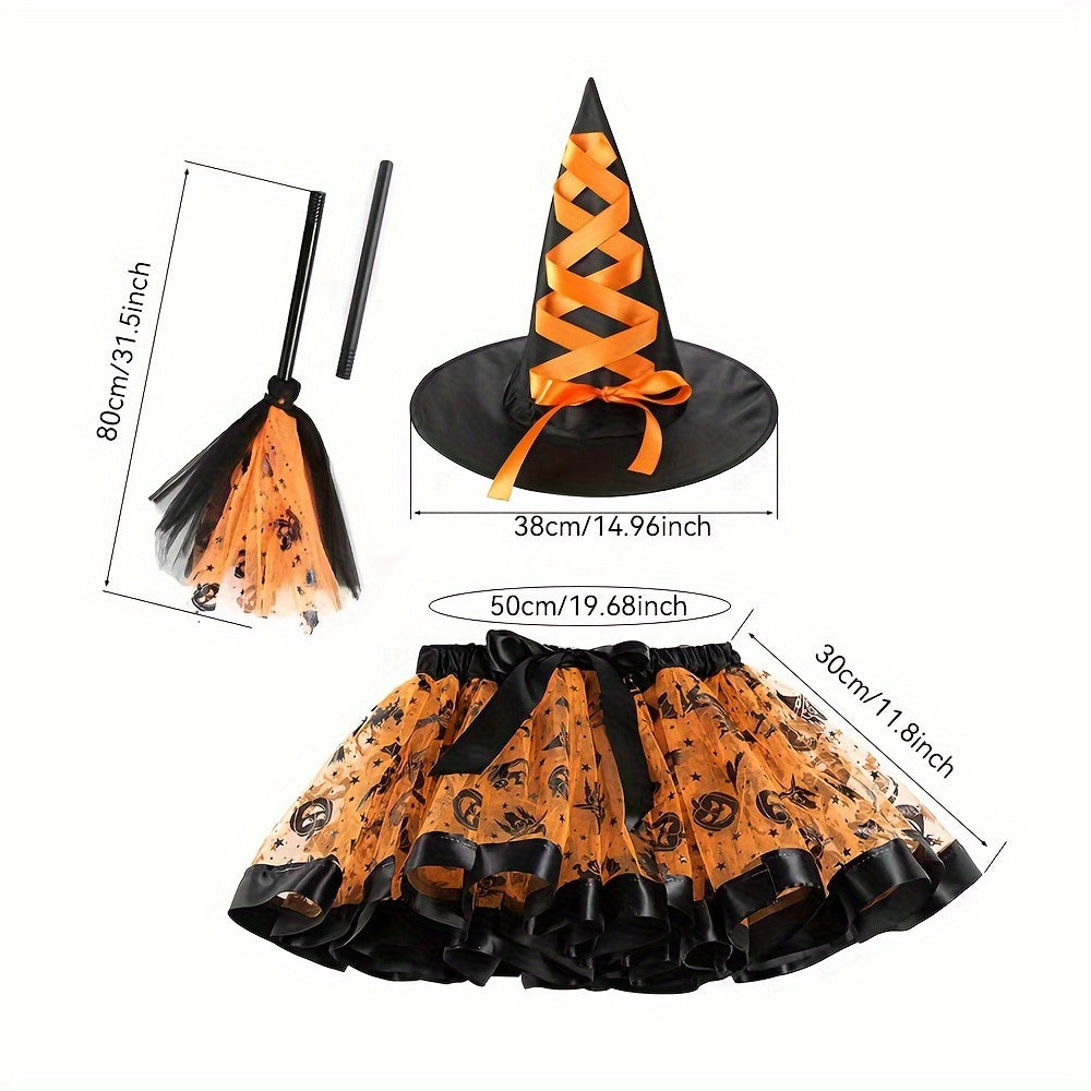 Halloween Witch Costume Funky Skirt Hat Wand
