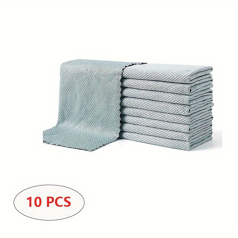 Microfiber Glass Cleaning Cloth Fish Scale Design Stainless Steel Wipes