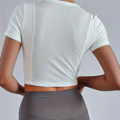Mesh Breathable T Shirt Fitness Crop Tee Women's Activewear