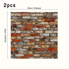 2pcs Dollhouse Tile Stickers Realistic Wood & Brick Patterns PVC Wallpaper
