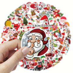 50pcs Santa Claus Stickers Set for Christmas Cards & Notebooks