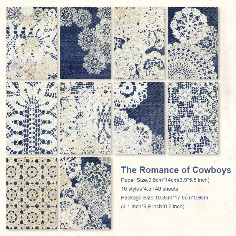 40pcs Vintage Cutout Lace Paper Scrapbooking Materials