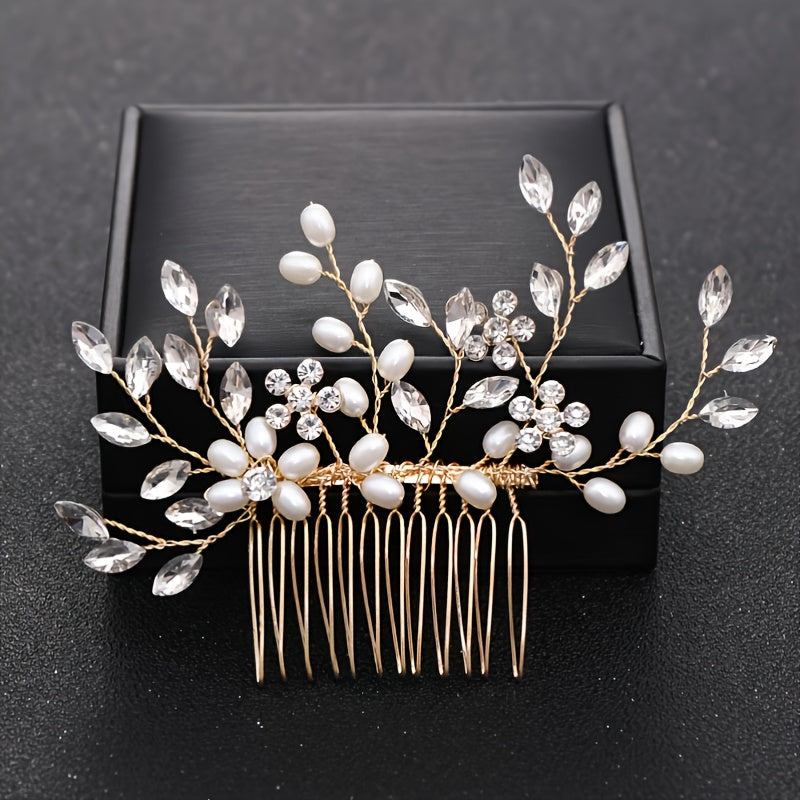 Crystal Flower Bridal Hair Comb with Silver Accents