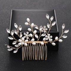 Crystal Flower Bridal Hair Comb with Silver Accents
