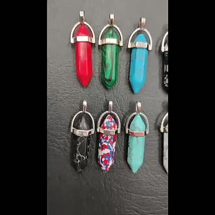 Colorful Pine Stone Hexagonal Column Pendant DIY Jewelry Accessories