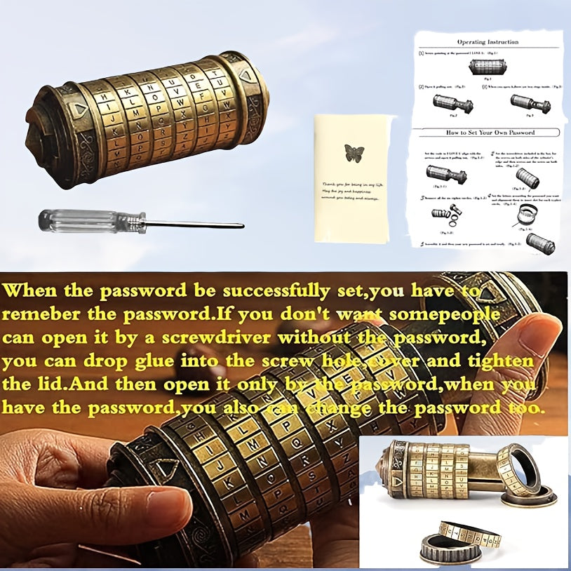 Copper Engraved Cipher Puzzle Roll for Escape Room - Ideal Romantic Gift