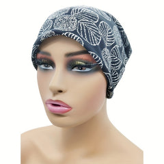Leaf Print Beanie Turban Cap Soft Lightweight Chemo Hats