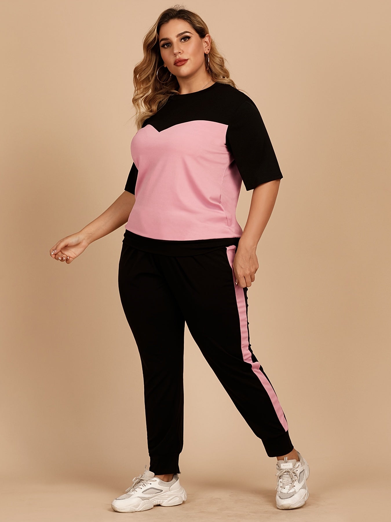 Colorblock Tee & Pants Set Women's  Medium Stretch
