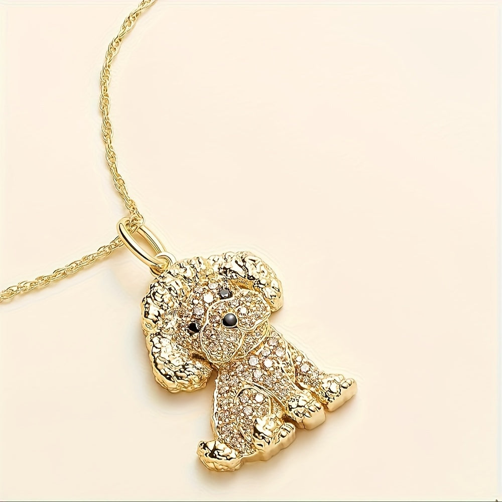 Poodle Sparkling Rhinestone Pet Pendant Necklace Dog Animal Jewelry