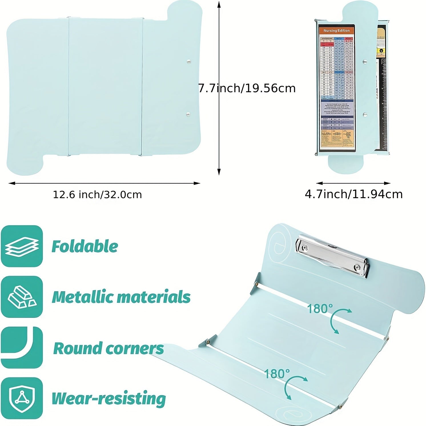 Nursing Clipboard with Memo Pad, Aluminum Nurse Clipboard