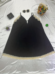  Nightdress Lace Trim Mini Cami Sleep Dress