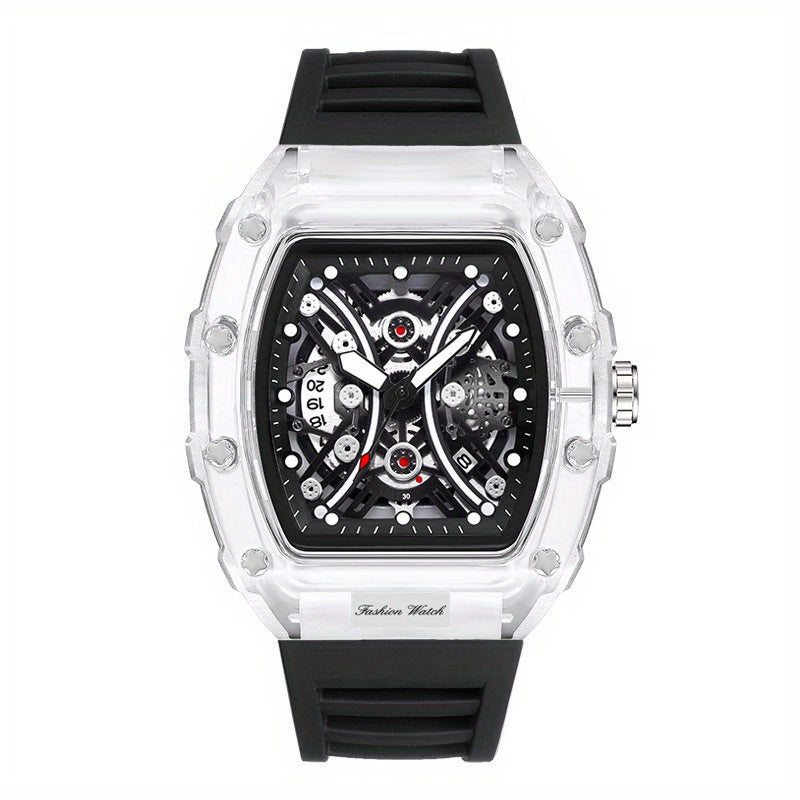 Men's Transparent Barrel Hollow Night Glow Automatic Quartz Watch