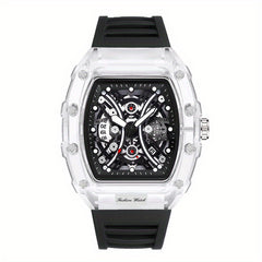 Men's Transparent Barrel Hollow Night Glow Automatic Quartz Watch