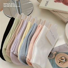 8 Pairs Solid Socks Women's Stockings & Hosiery