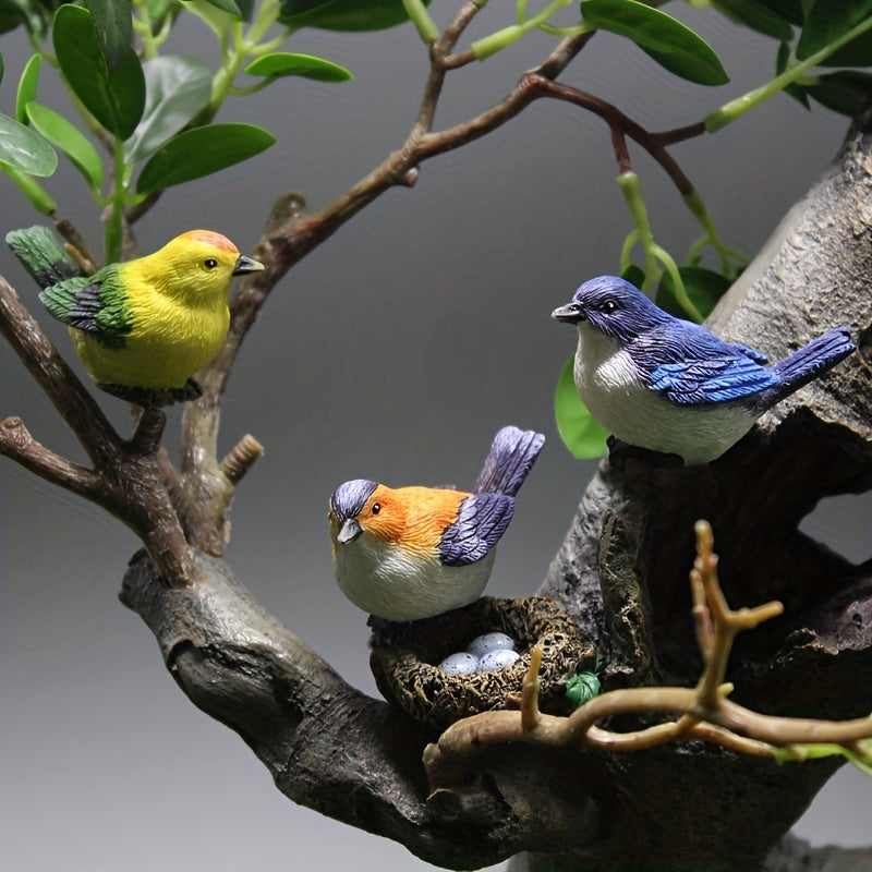 5pcs Bird & Nest Ornaments DIY Indoor Outdoor Garden Decoration