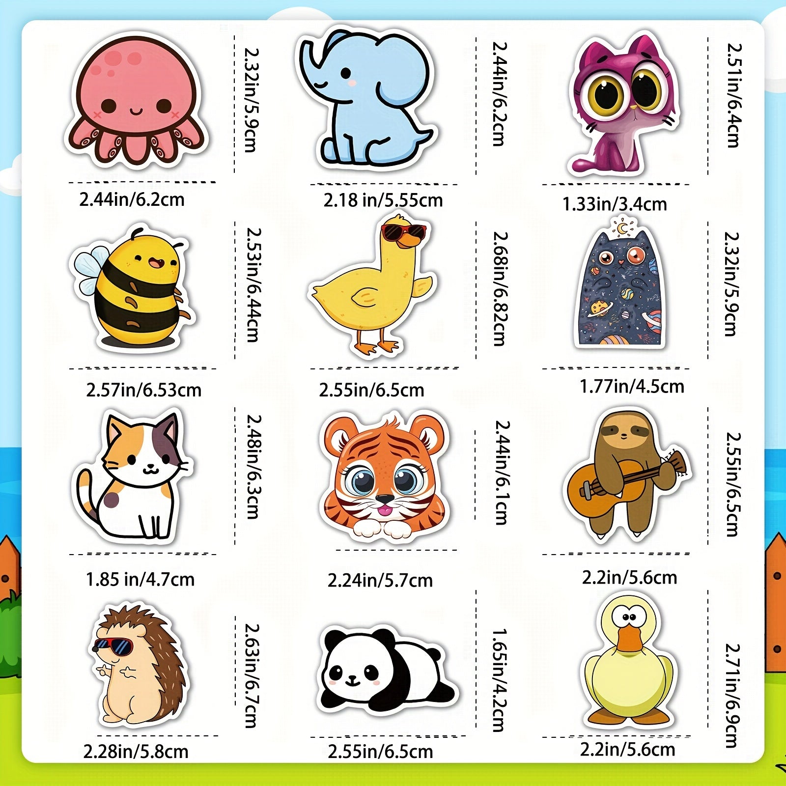 100pcs Animal Stickers Pack Vinyl Waterproof Stickers for Water Bottles and Note