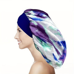 2pcs Colorful Satin Bonnet Oversized Turban Cap Large Elastic Head Wrap