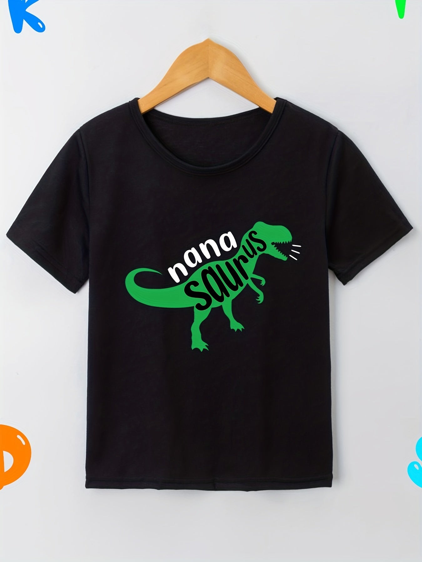 Kids Dinosaur And Letter NANA SAURUS Graphic T Shirt