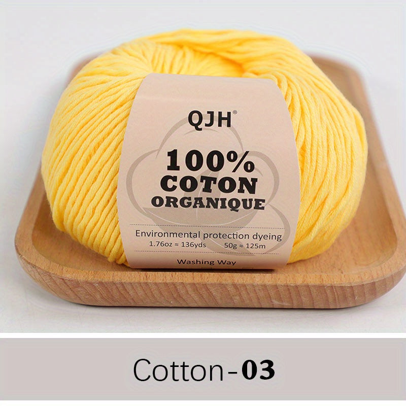 Organic Cotton Yarn Skeins Soft Crocheting Knitting Craft Project 50g roll 125m
