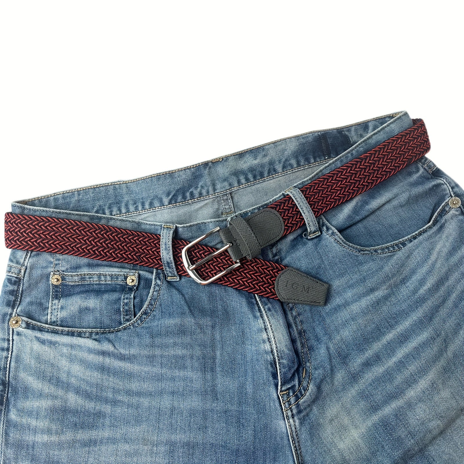 Men's Braided Stretch Belt Alloy Pin Buckle Casual Jeans Belt