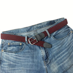 Men's Braided Stretch Belt Alloy Pin Buckle Casual Jeans Belt